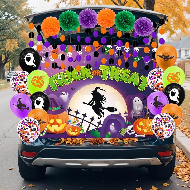 JUYRLE Halloween Trunk or Treat Car Decorations Kit - Witch Backdrop, Garage Door Decorations for Outdoor Party - Image 5